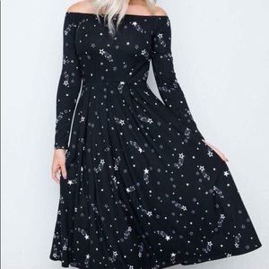Black Galaxy Off Shoulder Dress